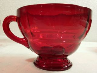 6 Martinsville Glass Ruby Red " Moondrops " Handled Cups