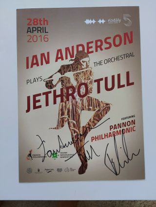 Very Rare Signed Ian Anderson (jethro Tull) Mini Poster (size A4) 2016 Hungary