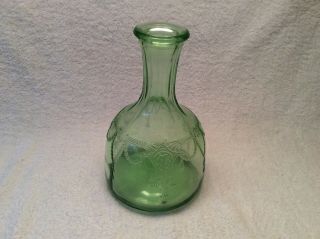 Depression Glass Cameo Ballerina Green Carafe Decanter Bottle