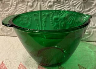 Vintage Depression Glass Emerald Green Mixing Bowl 7.  5x 8.  75 Top X 4 3/4” Tall