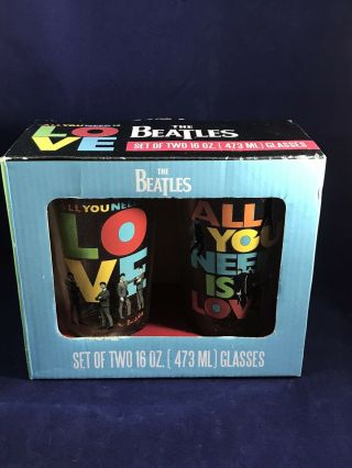 Beatles All You Need Is Love Pint Glasses 2014 Apple Music