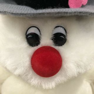 Vintage Gemmy Pink Flower Frosty the Snowman 15” Musical Singing Plush 2