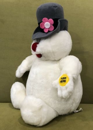 Vintage Gemmy Pink Flower Frosty the Snowman 15” Musical Singing Plush 3