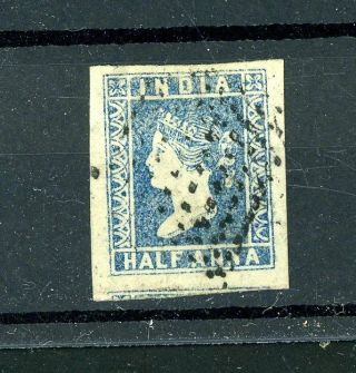 India 1854 Half Anna Blue Die I Sg 2/5 Very Fine (n777)