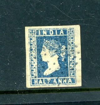 India 1854 Half Anna Blue Die I Sg 2/5 Very Fine (n778)