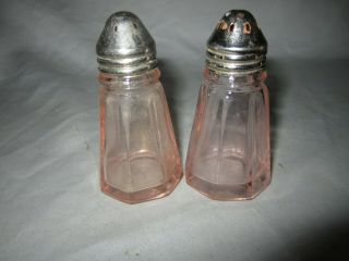 Vintage Hazel Atlas Pink Glass Salt & Pepper Shakers