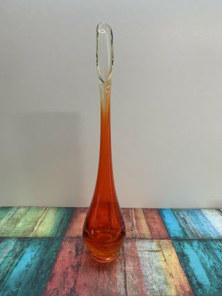 Vintage Viking Glass Swung Glass Vase 12” Tall Amberina