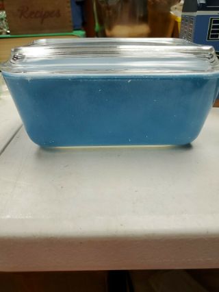Pyrex Primary Blue Refrigerator Dish and lid 502 6 1/2 