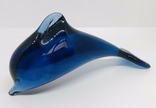 Vintage Wedgwood Blue Art Glass Dolphin Paperweight