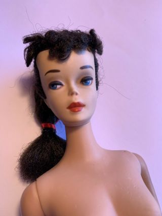 Vintage Barbie 3 Brunette Ponytail With Brown Eyeliner