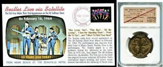 Beatles 2nd Ed Sullivan Show Feb 16 1964 55th Anniv.  Envelope,  Coin Display