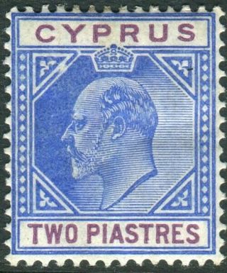 Cyprus - 1903 2pi Blue & Purple.  An Average Mounted Example Sg 53