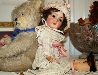 enchanting,  rare K&R Simon Halbig 117n Cabinet size bisque head doll 1910 6