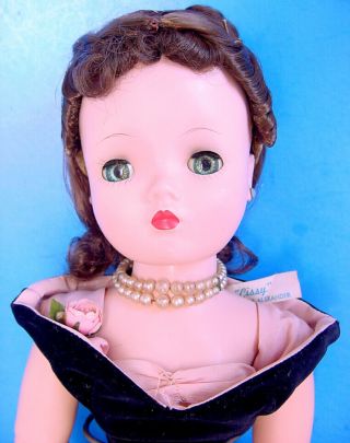 1950s Madame Alexander 20 " Blonde Cissy Doll In Lovely Tagged Black Velvet Gown