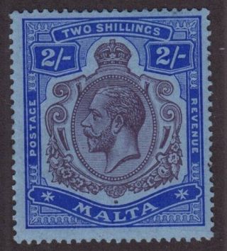 Malta Sc 60 (1914 - 21) 2sh Ultramarine King George V Bluish Paper Vf H