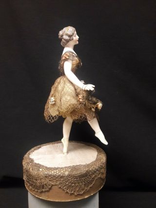 Antique French Candy Box with a Dressel and Kister Porcelain Ballerina Figure o 4