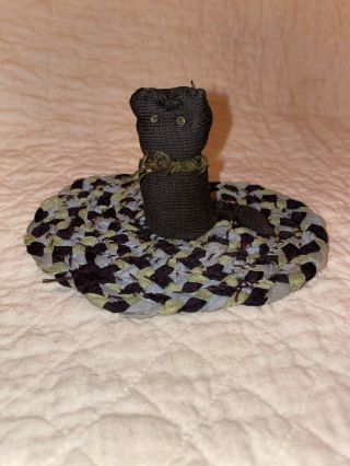 Antique Rare Miniature American Folk Art Sock Kitty Pin Keep 2