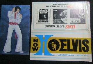 Vintage 1970s Elvis Las Vegas Hilton Souvenir Menu & Rca Records Promo Fn/fn,