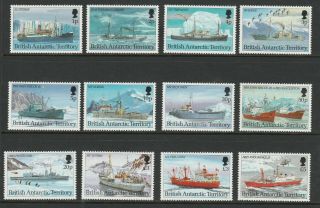 British Antarctic Territory 1993 Ships Complete Set Sg 218 - 229 Mnh.