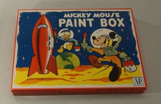 Vintage Walt Disney Mickey Mouse Metal Paint Box 5 3/4 " X 4 1/2 " X 3/4 "