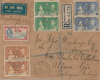 To/from - 1937 - Bahamas To Portuguese India - Registered Cover