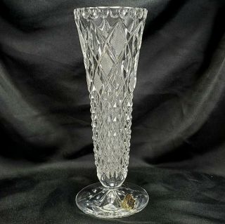 Bohemia Crystal Footed Vase 8 " Hand Cut Czech Diamond And Thumbprint