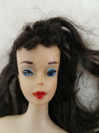 1960 No.  3 Ponytail Barbie Doll Rare Blue Eyeliner Red Nail Polish 2