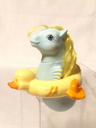 Vtg 1984 G1 My Little Pony Baby Sea Tiny Bubbles Blue Seahorse & Duck Float Fast