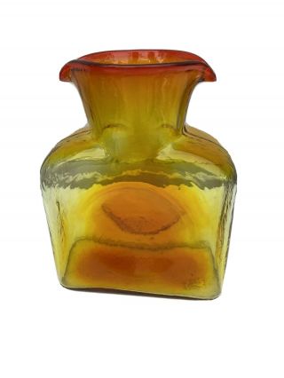 Blenko Glass Golden Amber Double Spout Water Jug Jar
