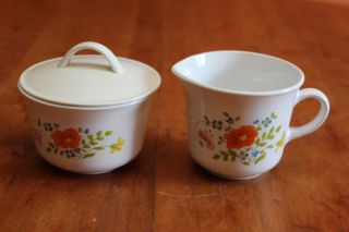 Corning Ware Corelle Wildflower Pattern Creamer And Sugar Bowl With Lid Guc