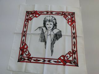 Vintage 80s Reba Mcentire Bandana Country Music Concert Scarf Red & White