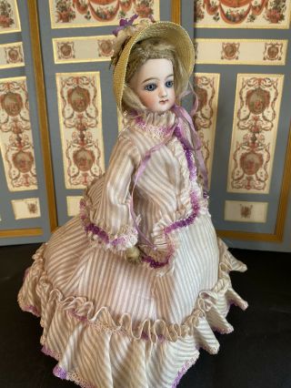 Antique Fg French Fashion Doll 11 In Antique Doll Gown Wig