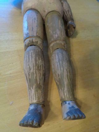 Antique Wooden Schoenhut Doll Molded Hair and Bow WELL LOVED SHOWS WEAR 16 