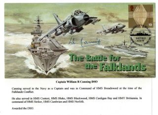 The Battle For The Falklands 1999 Fdc Signed By Captain William R Canning Dso
