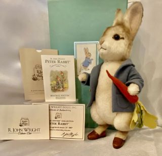 R.  John Wright Peter Rabbit 1998 12 " 1067/2500 W/ Box & All Docs.  Pristine