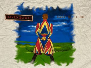 Vintage David Bowie Flag White 40”x29” Earthling (graphic One Sided) Banner Wall
