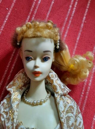 Vintage Barbie Ponytail 3 Blonde Stand & Accessories