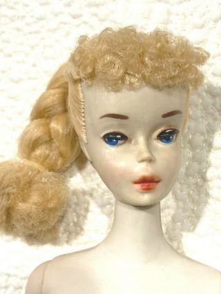 Gorgeous Vintage 3 Blonde Ponytail Barbie Doll Factory Braid & Nipples 2