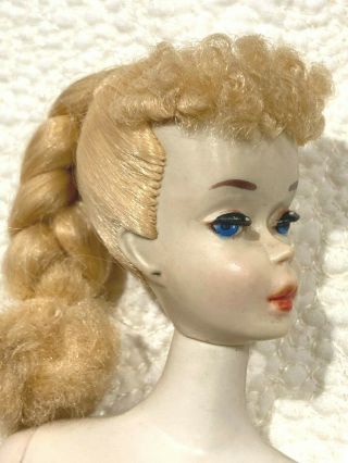 Gorgeous Vintage 3 Blonde Ponytail Barbie Doll Factory Braid & Nipples 3
