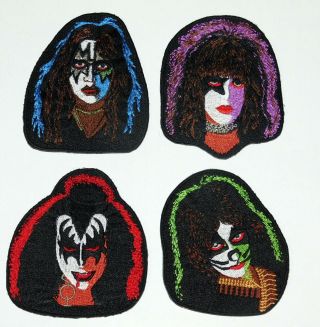 Kiss Band 1978 Solo Albums Embroidered 4pc Magnet Set 2000 Gene Ace Peter Paul