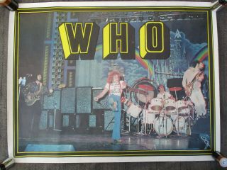 Vintage 1970s The Who On Stage In Concert Poster Roger Daltrey,  Keith Moon
