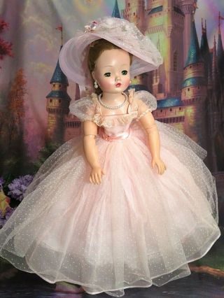 Vintage 1950s Madame Alexander Cissy Doll 20 " Tagged Pink Tulle Dress Shoes Hat