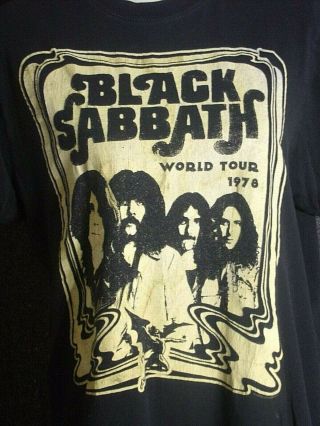 Vintage Black Sabbath " 1978 World Tour " Black Band T - Shirt Retro Size Medium