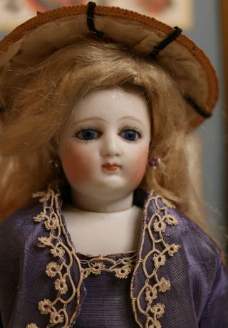 Antique French Fashion Poupee Doll 12 In,  Antique French Bisque Doll,  Kid Body