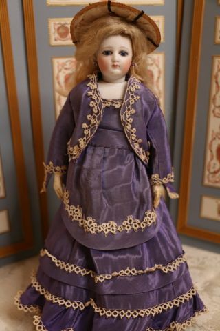 Antique French Fashion Poupee Doll 12 IN,  Antique French Bisque Doll,  Kid Body 3