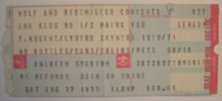 Ted Nugent/lynyard Skynyard Concert Ticket Stub Anaheim Stadium 1977