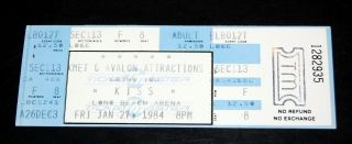 Kiss Band Lick It Up Tour 1984 Long Beach Concert Full Ticket Stub Vinnie Carr