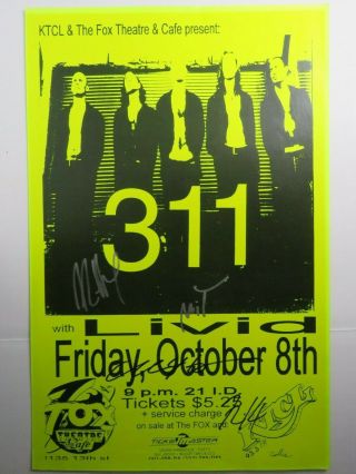 311 Signed Concert Poster Fox Theatre And Cafe Band Signed
