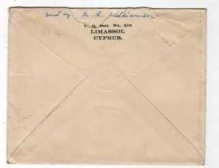 CYPRUS 1939 LIMASSOL TO PARIS COVER,  2½p FRANKING,  BOXED PASSED CENSOR IN RED 2
