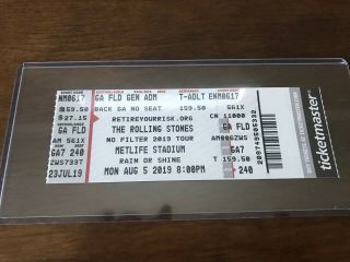 2019 Rolling Stones Ticket Stub 8/4 Metlife.